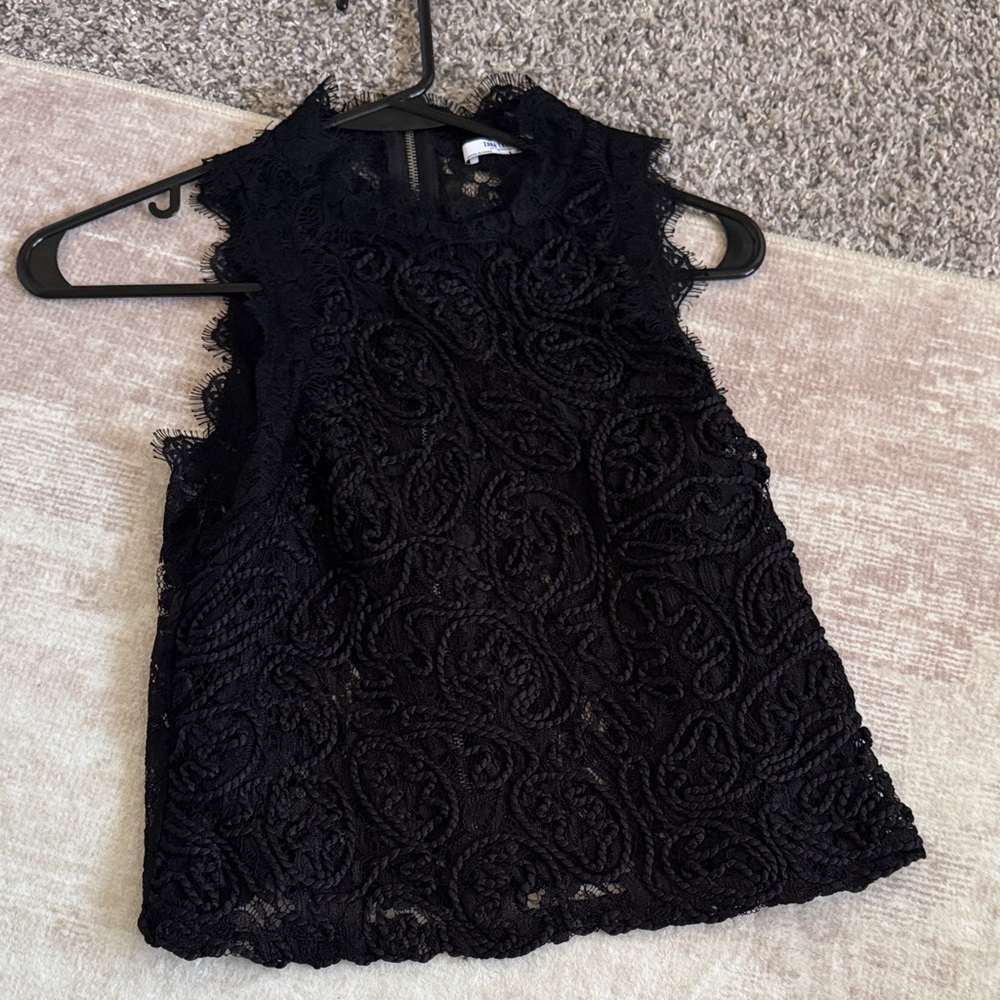 Zara Black Lace Shell Top